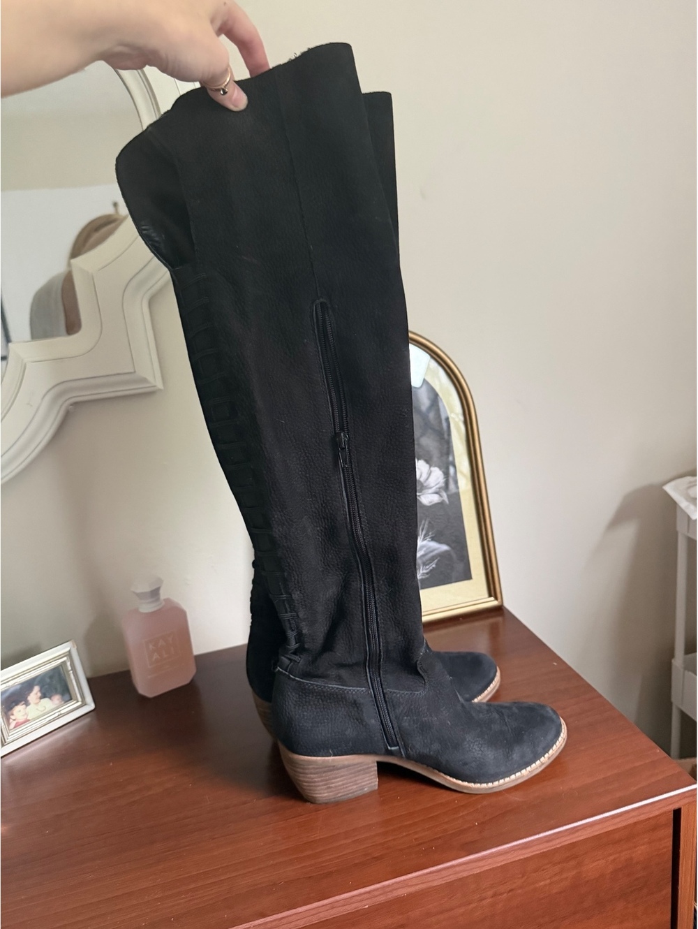 Lucky Brand Heeled Suede Black Boots